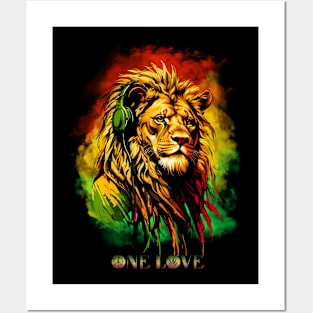 One Love Reggae Rasta Lion Posters and Art